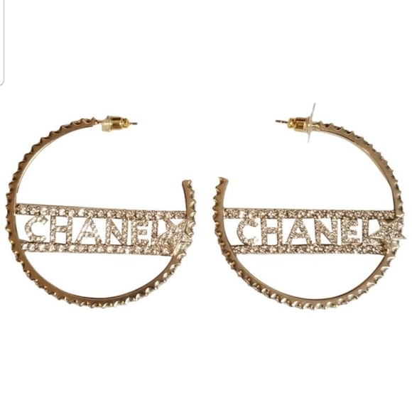 CHANEL Gold Plated.Hoop Earrings - Picture 17 of 17
